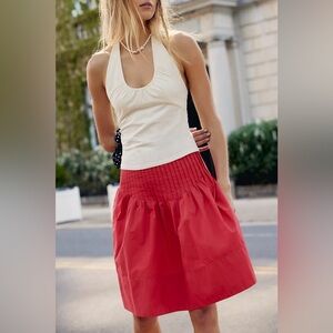 NWT Free People | Women’s Coral Peyton Pintuck Side Zip Midi Skirt Size 2